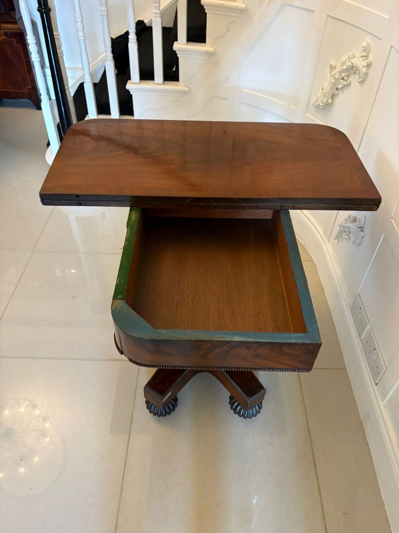 Antique William IV Quality Figured Mahogany Card/Console Table